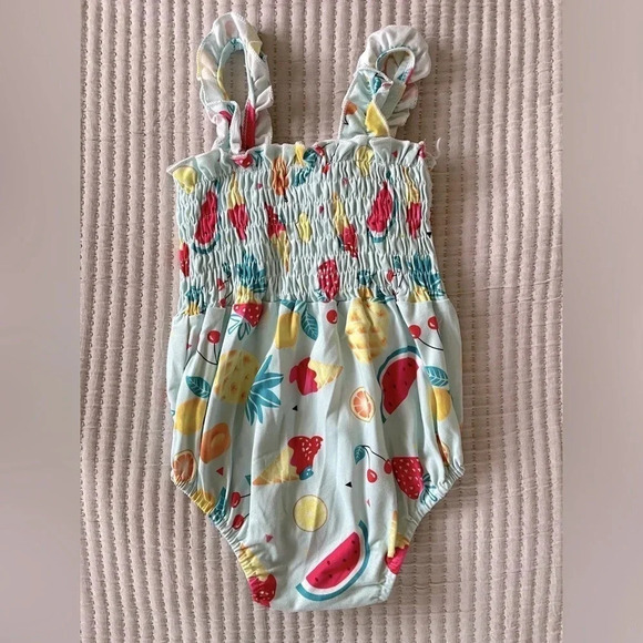 SHEIN FRUIT PRINT BOW FRONT SHIRRED BODYSUIT 🍌 - Picture 2 of 2